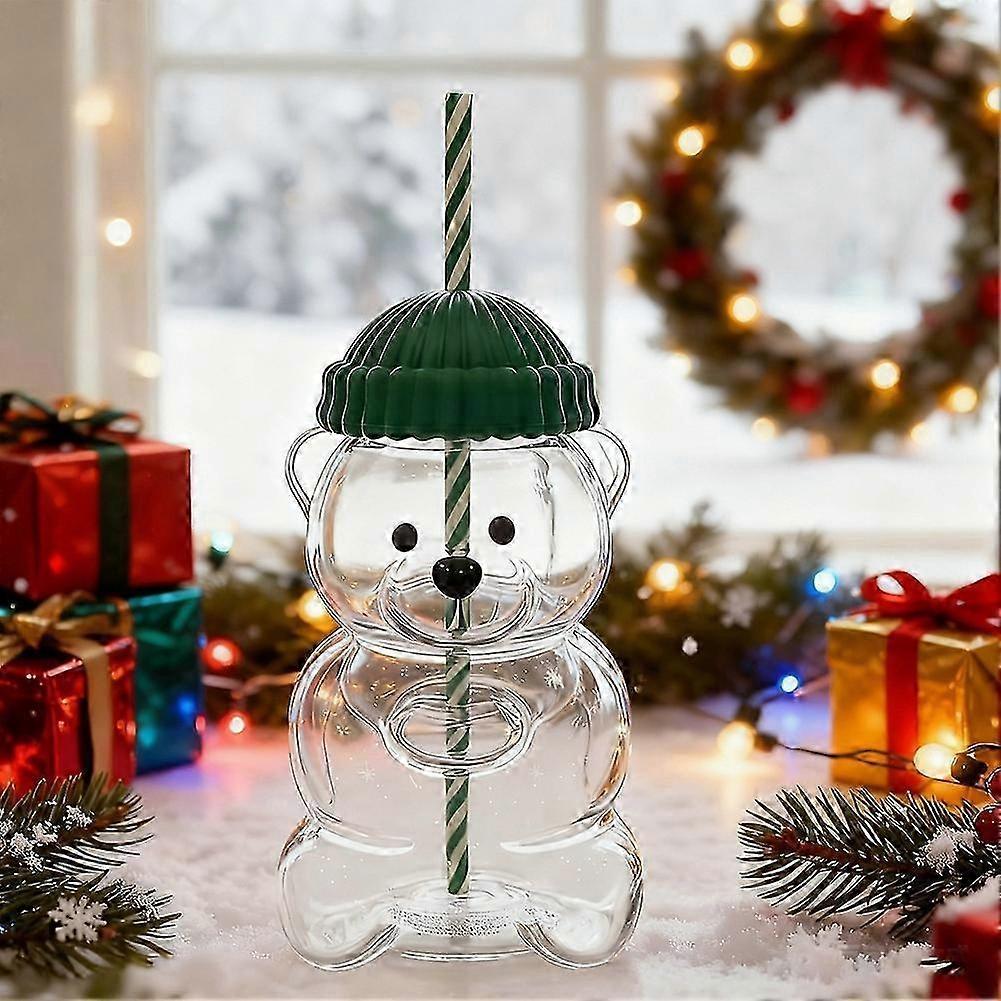 2025 Bear Straw Cup - Cute 19oz Glass Mug with Straw, Large Capacity