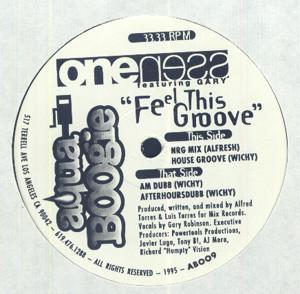 12-дюймовая пластинка ONE NESS, GARY ROBINSON - Feel This Groove AB009 Aqua Boogie Rec 1995 США Танцевальная и Электронная Музыка Б/у
