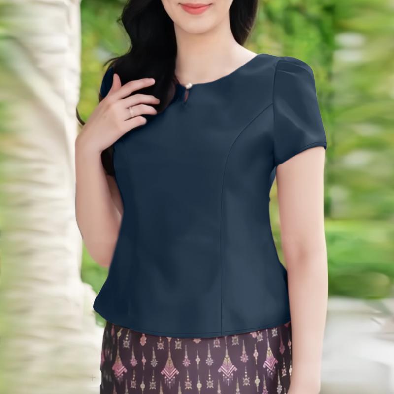 ZANZEA Женская летняя повседневная блузка с круглым вырезом и коротким рукавом