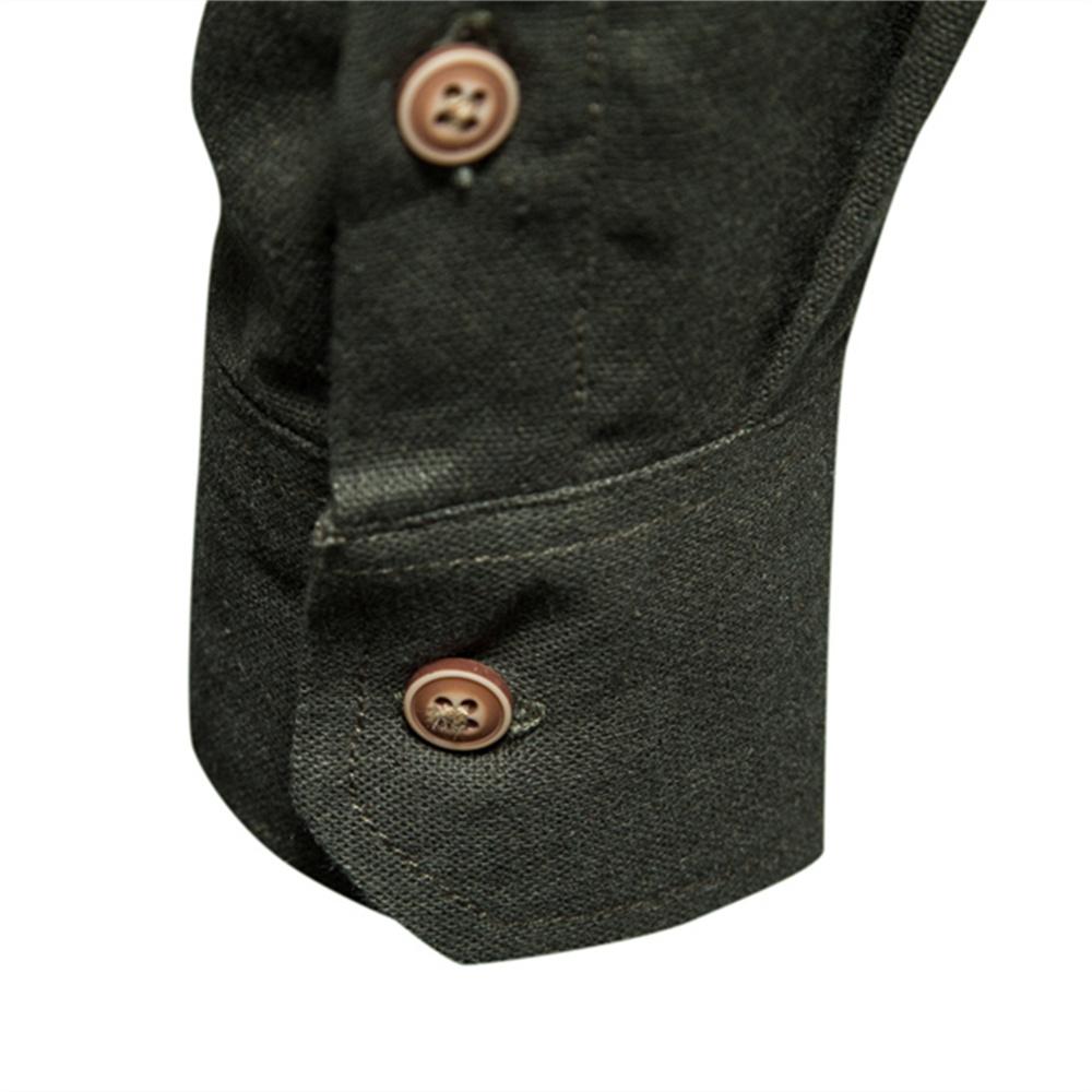 AIOPESON 100% хлопок, социальные мужские рубашки с одним карманом, однотонные рубашки с длинными рукавами для мужчин, блузка с отложным воротником, весенняя мужская блузка