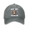 Vintage Baseball Cap Monkey NOT MY PROBLEM D Print Washed Baseball Cap