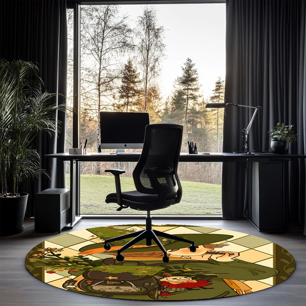 Snufkin Printed Round Rug Carpet Chair Rug Area Rug Entryway Doormats,for Office Chair Living Room Bedroom Kitchen Room.