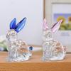 Faux Crystal Rabbit Figurine Transparent Collectible Rabbit Statue Glass Art Animal Ornament Bunny Sculpture for Home Office Desk Car