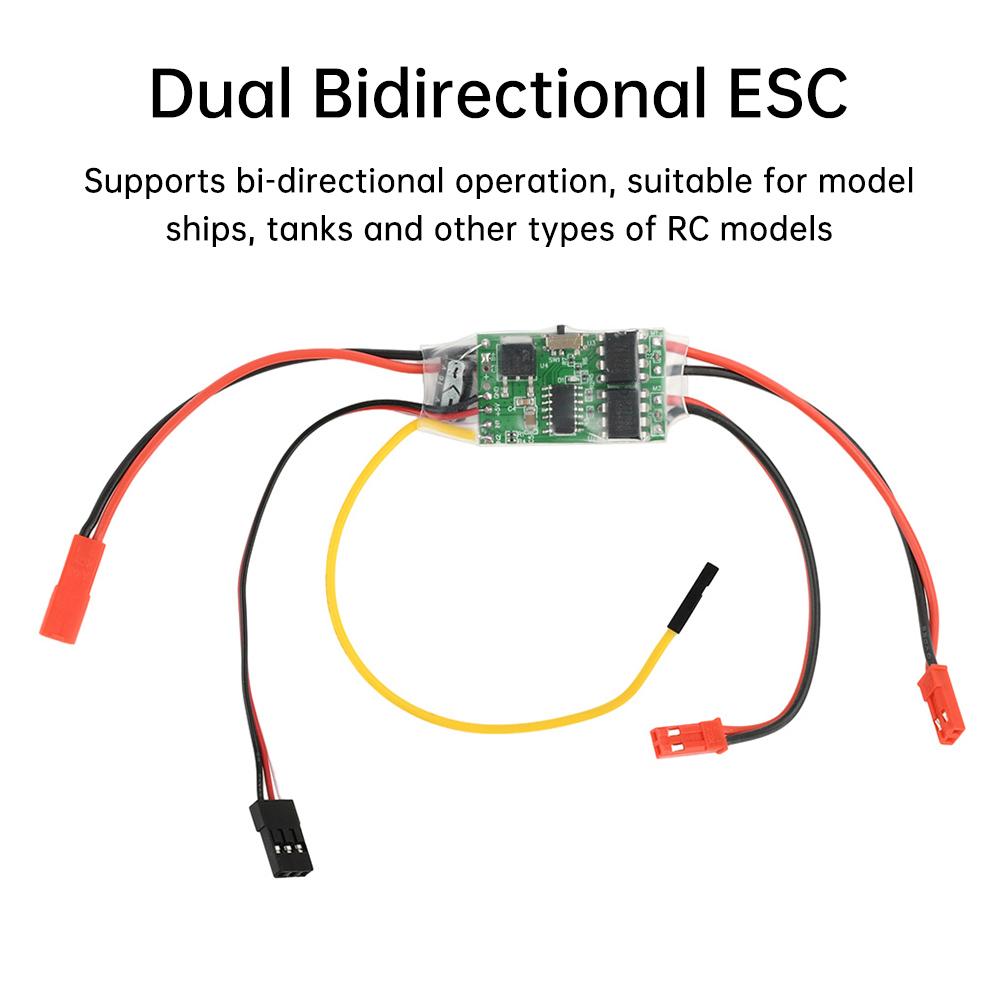 Dual Channel Bidirectional ESC Brushed Electric Speed Controller RC Model Ship Tank Tracked Vehicle 2S 3S Lithium Battery 5A