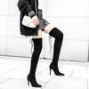 Fashion Elastic Ladies Knee High Shaft Shoes Above Over The Women's Long Boots Black Thigh Boot Designer Luxury On Promotion Footwear Pu