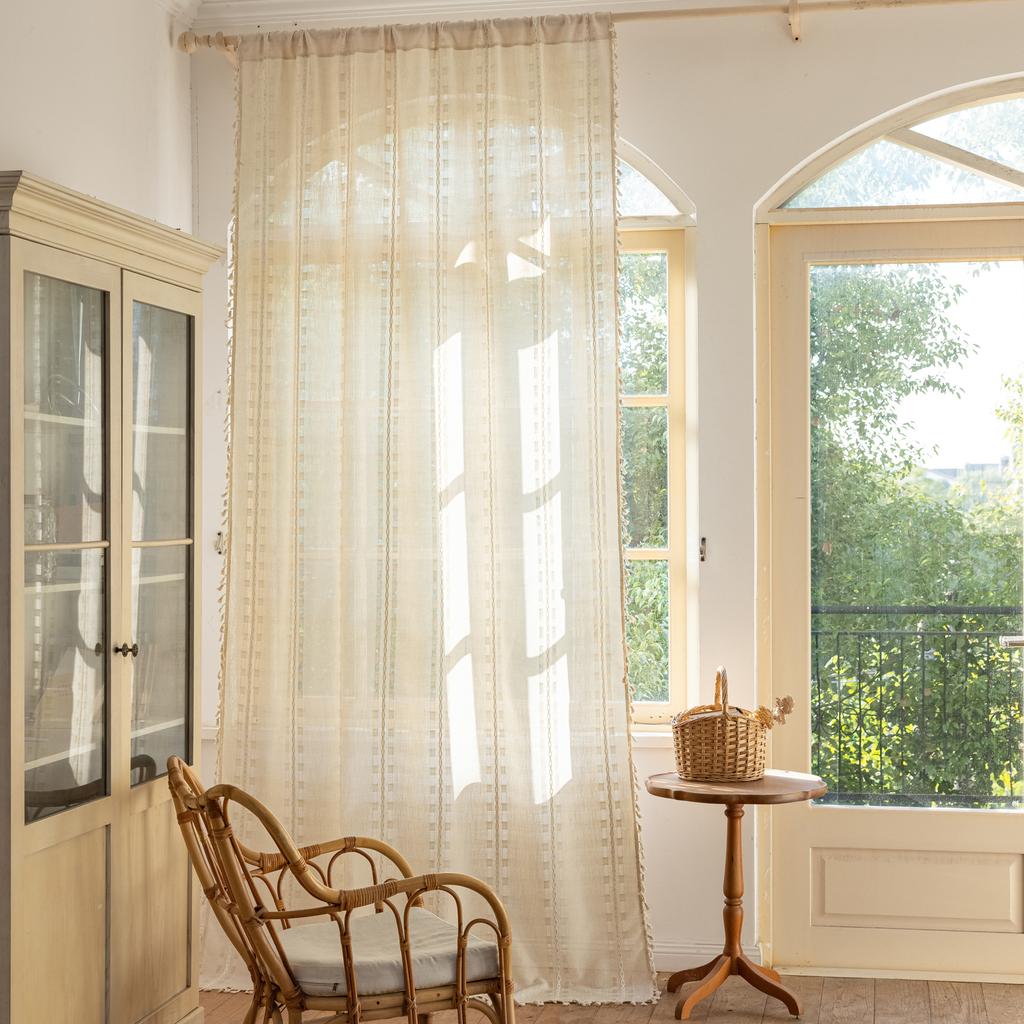 Curtain Finished Semi-Blackout Hollow Jacquard Living Room Balcony