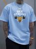 Unisex Cotton Tee Bee Strong Barbell Bee Graphic Short Sleeve Loose Casual Gym Summer Oversized Daily Top Male Fitness Hobby Fans