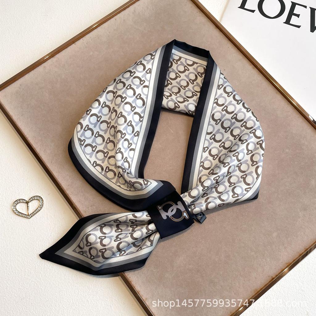 Silk Scarf Small Long Square Scarf Women'S High-End Neck Protection Scarf Professional Matching Shirt Scarf