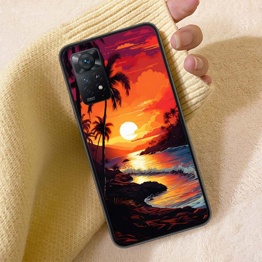 Beautiful Seaside Coconut Trees Phone Case For Redmi Note 13 14 15 Pro Plus 12 13C 12C 15C 9 10 10C 9T 9C 9A TPU Soft Cover Clea