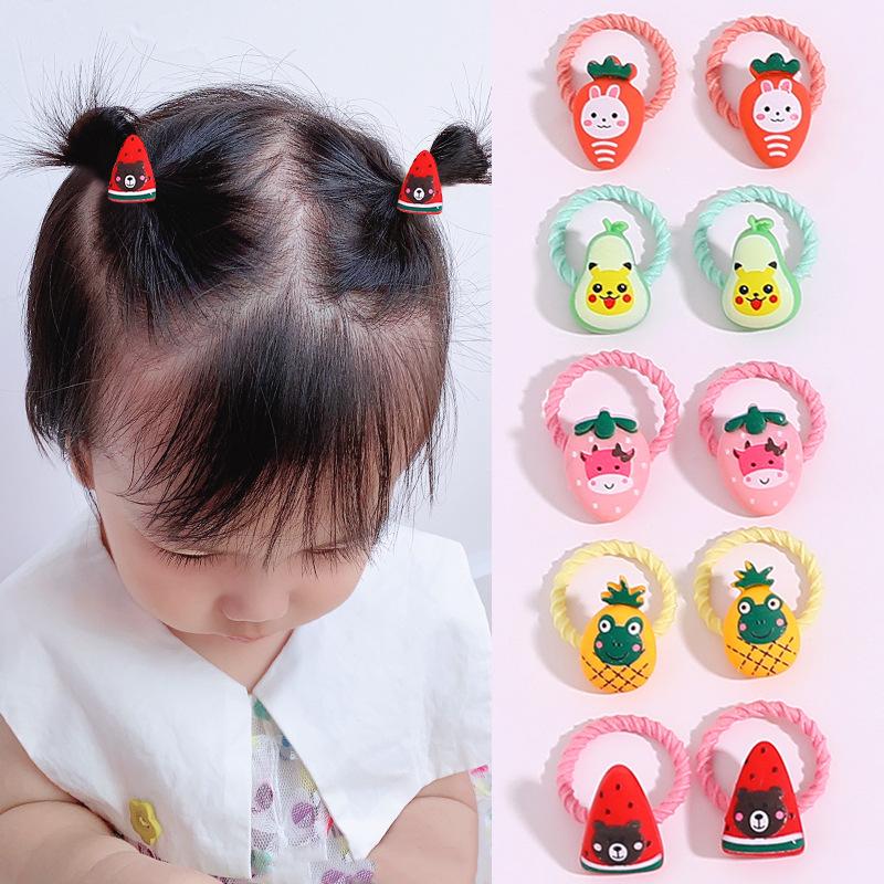 10PCS/Set 2CM Mini Cartoon Baby Girls Hair Ties Children HairBands Ponytail Elastic Rubber Band Newborn Hair Accessories