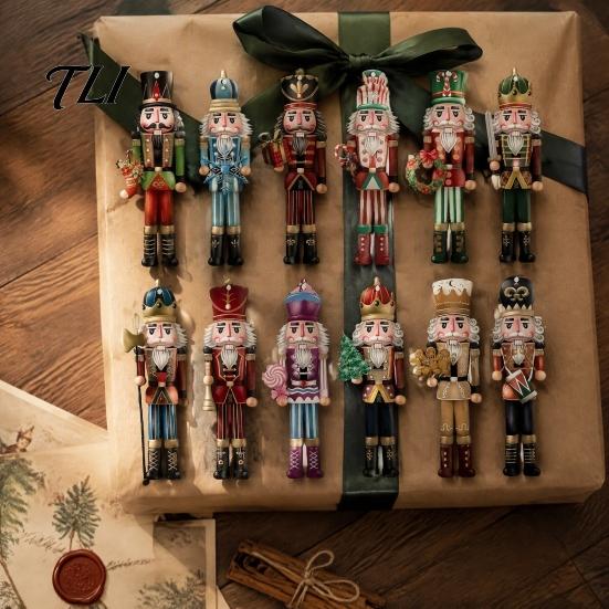 Holiday Souvenir for Family 48Pcs Christmas Nutcracker Wooden Ornaments, Classic Soldier Hanging Decorations, Vintage Indoor Tree Trim Wood Decor