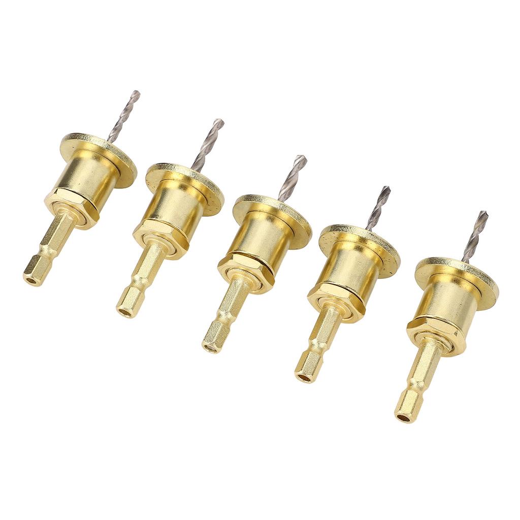 5Pcs Countersink Drill Bit Set 1 4in Adjustable Hex Shank 2.8 4mm Cone Hole Counterbore Router with Stop Screw 10mm Dia