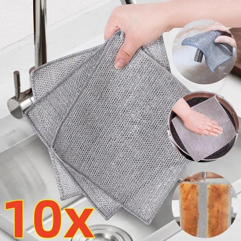 Ткань из стальной проволоки 20 см, двухслойная антипригарная ткань для масляного железа, ткань для кухонной кастрюли, салфетка