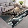 Golden Dinosaur Underwater Coral Print Area Rug Prehistoric Creature Non‑Slip Rectangular Floor Mat Fantasy Home Decor for Living Bedroom Gaming Room