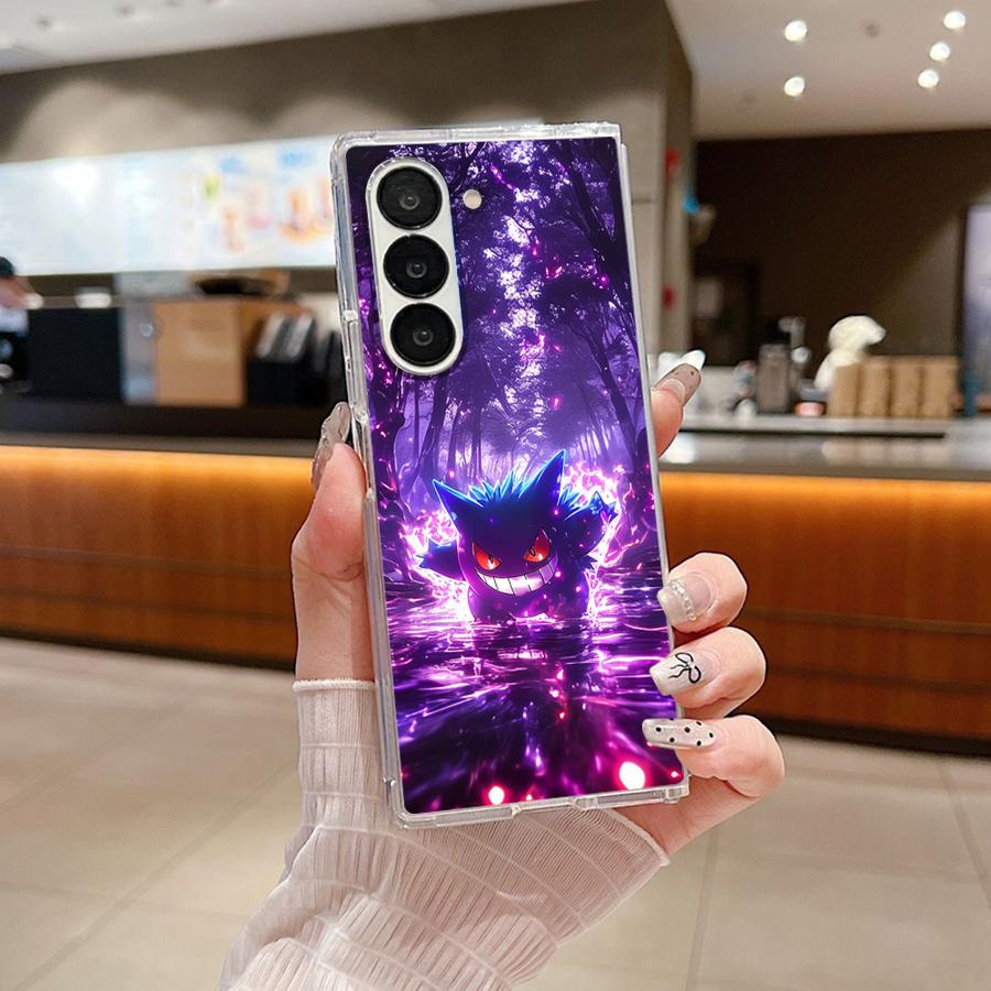 Transparent Soft Phone Cover Case for Samsung Galaxy ZFold7 ZFold5 ZFold3 ZFold4 Z Fold 7 6 5 4 3 ZFold6 Anime Pokemon Gengar
