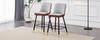 Set of 2 Bar Stools, 100 cm High, Made of Light Gray/Brown PU Leather Combined with Black Metal Frame and Comfortable Footrest.