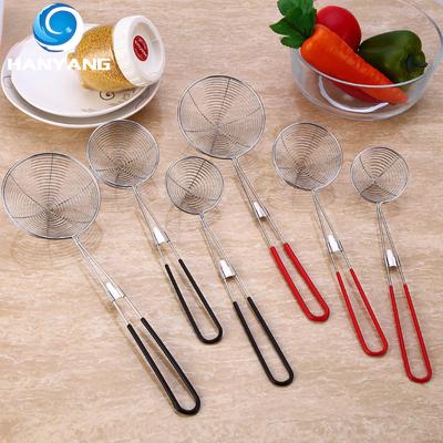 HANYANG Новая маленькая леска из нержавеющей стали с резиновой ручкой, сетка для утечки, ложка для горячего горшка, большая ложка для лапши с утечкой