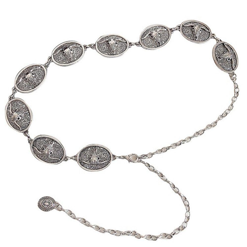 Flower Metal Waist Chain Vintage Ethnic Style Belt Retro Bohemian Style Waistband Girls
