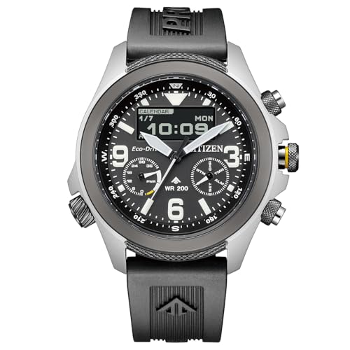 [CITIZEN] ProMaster JV1007-07E Eco-Drive Watch, 200m Water Resistant, Analog-Digital, Men's, Black & Silver, Black Urethane Band