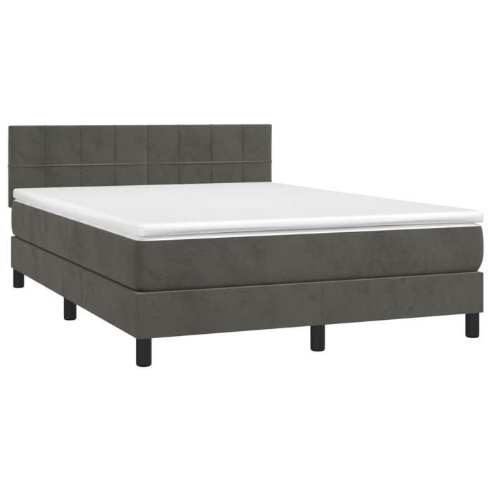 Maison Exclusive - Sommier à lattes de lit avec matelas LED Gris foncé 140x200 cm