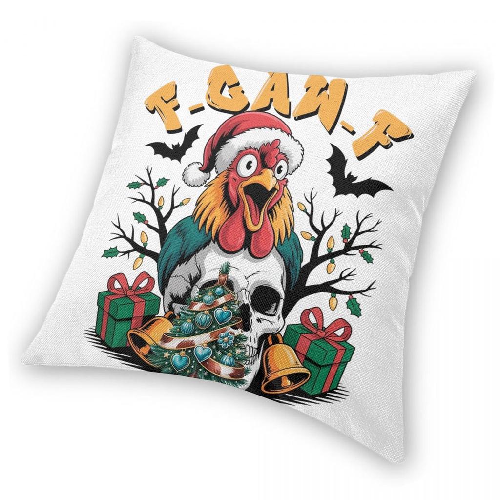 F-Caw-F Christmas Chicken Funny Gothic Christmas Pillowcase Printing Polyester Cushion Cover Gift Throw Pillow Case Cover