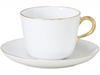 Okura Art Pottery Gold Line (Coupe Shape) Morning Cup & Saucer, Coffee/Tea, Approx. 295cc, Made In Japan, 26C/1001