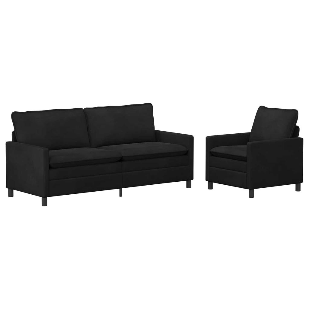 Sofa Set 2 pcs Black Velvet