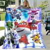 Плед Super Wings Мультяшный Детский Фланелевый Плед Микрофлис Уютные Плюшевые Покрывала для Кровати Машины и Домашнего Декора