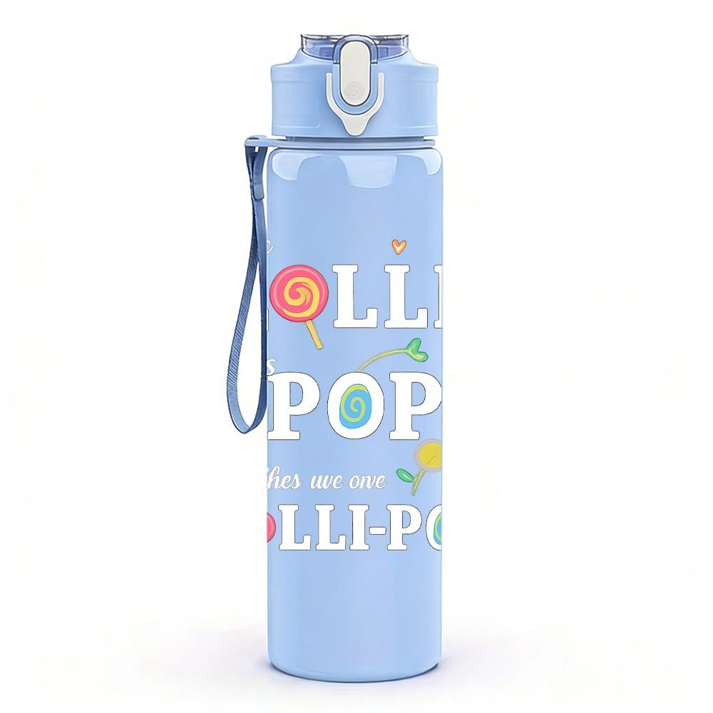 1PC Colorful Bubble Letter Quote 750ml Color Plastic Sports Water Bottle Leakproof Flip Straw Lid Suitable for Sports Office Home Use