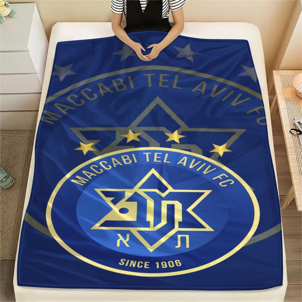 1Pc Maccabi Tel Aviv FC Print Flannel Blanket High Quality Warm Comfortable Cover for All Seasons Perfect for Gifts Home Decor