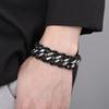 Цепочка из полированной нержавеющей стали с панцирными звеньями, мужской плетеный кожаный браслет, комбинация для подарков на день рождения, памятные подарки с гравировкой