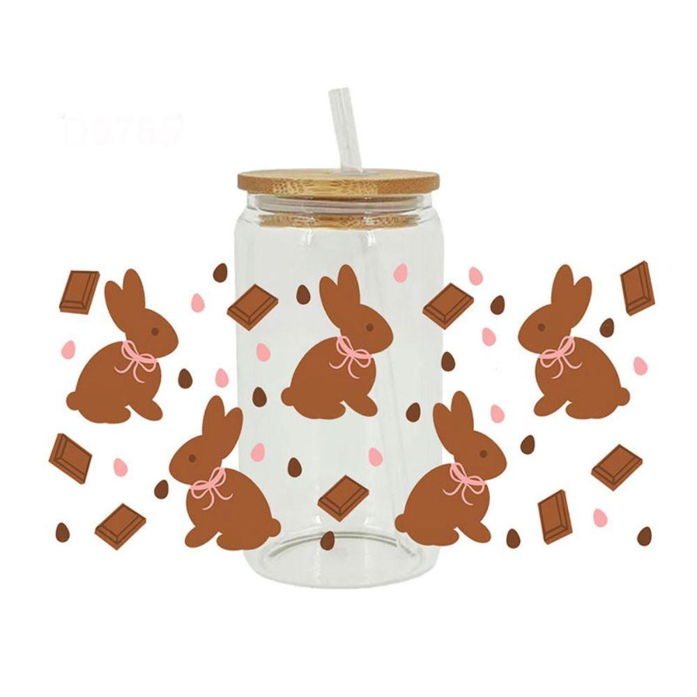 Easter Theme Cup Wraps Iron on Transfer Cup Stickers New UV DTF Transfer Sticker  16OZ Glass Cups