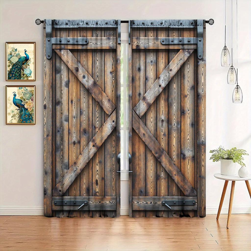 2 шт. Элегантные деревянные шторы с принтом на дверь с карманом для карниза для гостиной, спальни, кухни и кафе, декор окна смягчает вид