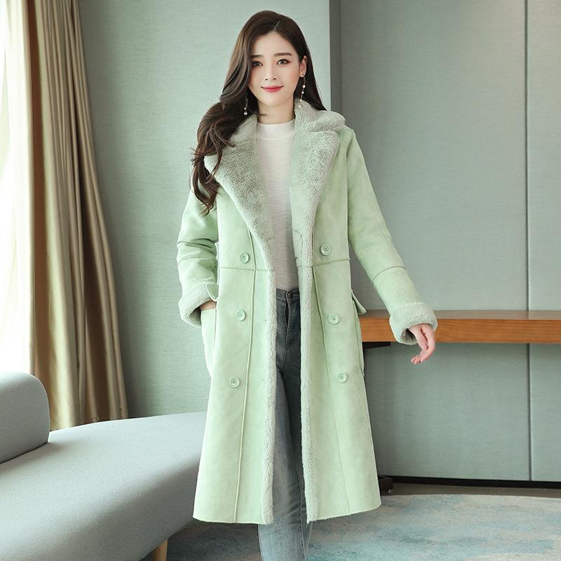 Winter Imitation Lamb Wool Coat, Women's, Plush Cotton Coat, Large Wool Collar, Slim Coat