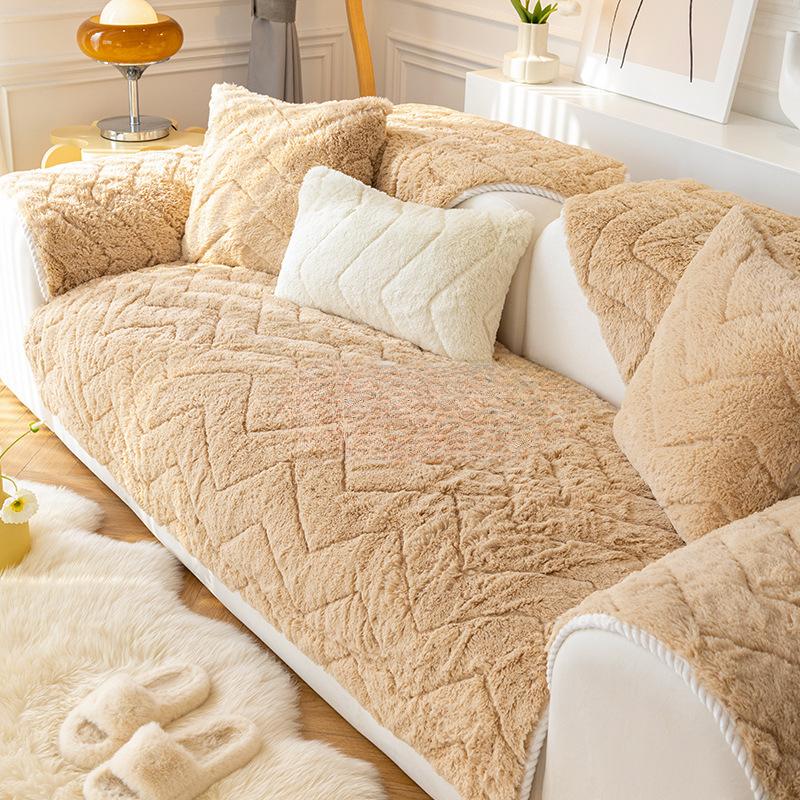 Подушка для дивана, зимняя утолщенная теплая зимняя плюшевая подушка для дивана, простая современная нескользящая тканевая подушка