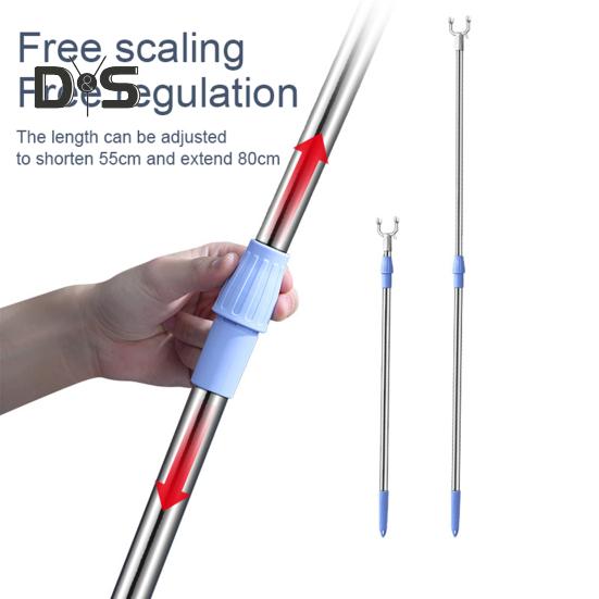 Штанга для одежды из нержавеющей стали, U-образная вилка, выдвижной телескопический крючок для подвешивания одежды, высокая грузоподъемность, складная вешалка для одежды