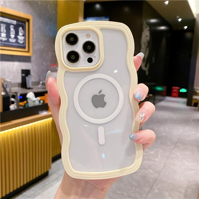 Для iPhone 15 Pro Max Роскошный Магнитный Чехол Magsafe Candy с Волнистыми Линиями Для iPhone 11 12 13 14 15 Plus Защитная Рамка