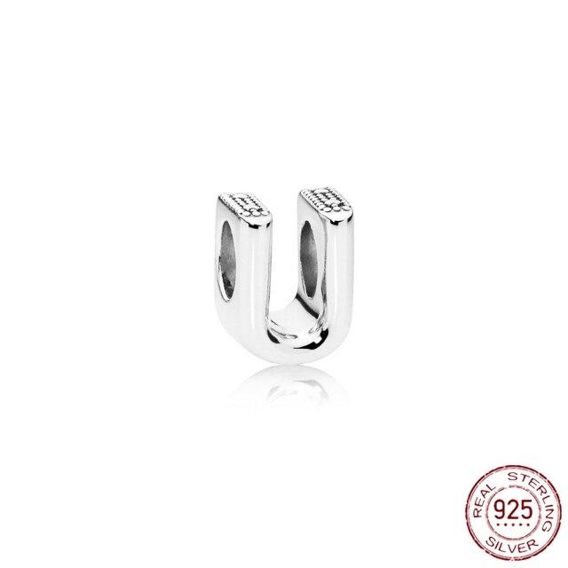 Браслет-подвеска из серебра 925 пробы с буквами AZ и буквами, бусины с именем для женщин, DIY кулон, изготовление ювелирных изделий