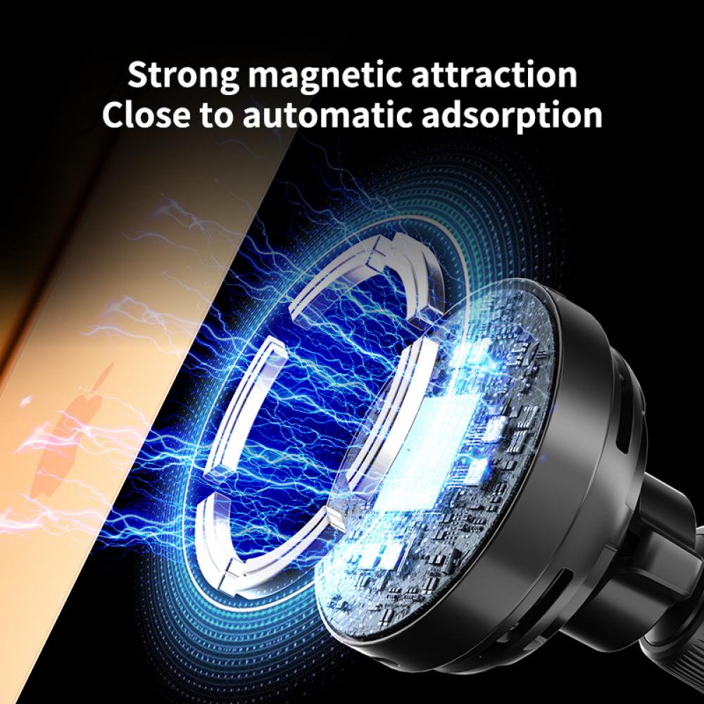 Magnetic 25W Wireless Car Charger Air Vent Phone Holder Stand with RGB Ambient Light For iPhone 17 16 Pro Max 15 14 13