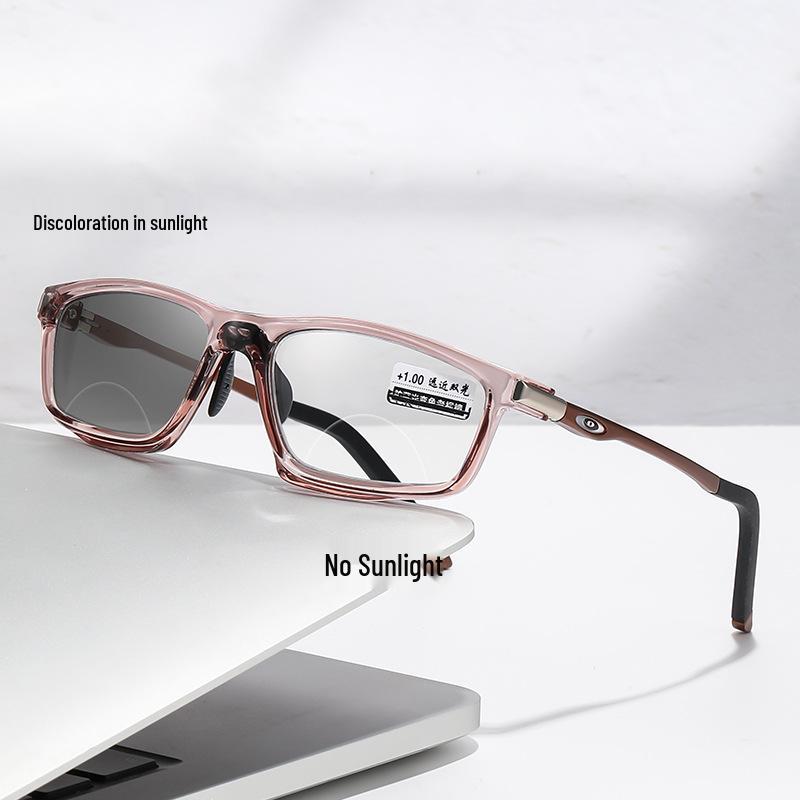 Фотохромные очки для чтения с двойным светом - Модный нескользящий алюминиево-магниевый дизайн для мужчин и женщин