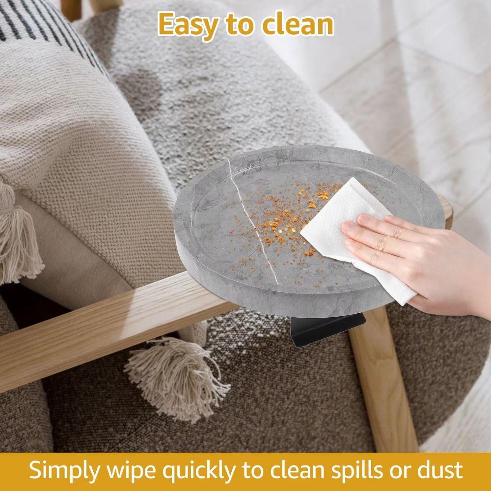 Adjustable Wooden Mini Side Table Round Couch Arm Side Holder Sofa Arm Rest Organizer Family