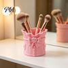 3D Printed Brush Holder Pink Bow Makeup Holder, Desk Organizer, Cosmetic Vanity Table Storage Box Brushes & Pen Cup for Decoration Organizer