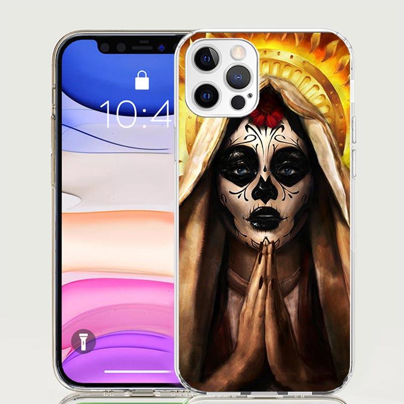 Catrina Beautiful Rose Girl Skull Case Phone Cover for Apple iphone 16 15 14 13 12 Mini 11 Pro Max 16E X XS XR 7 Plus 8 + SE 202