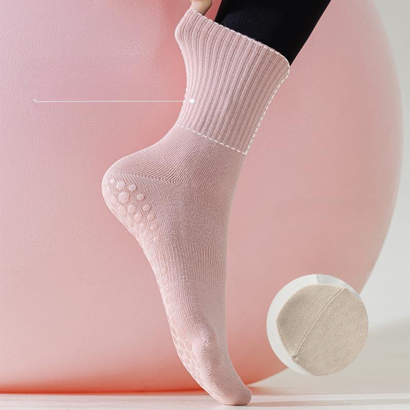 Autumn and Winter Simple Pure Color Mid Calf Socks Silicone Non-slip Fitness Indoor Dance Sock