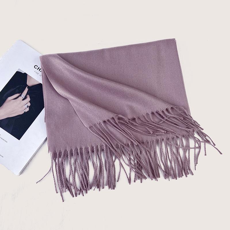 Autumn and Winter New Solid Color Scarf Imitation Cashmere Scarf Women's Warm Shawl Scarf