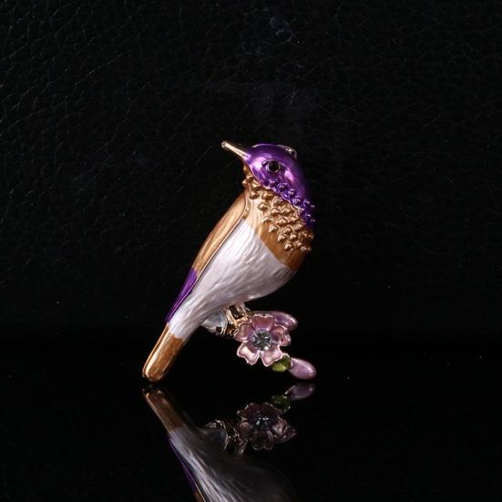 Милая эмалированная синяя брошь в форме птицы, булавка в виде цветка, женская футболка, шаль, значок, костюм, лацкан, вечерние брошь в виде животного, подарок