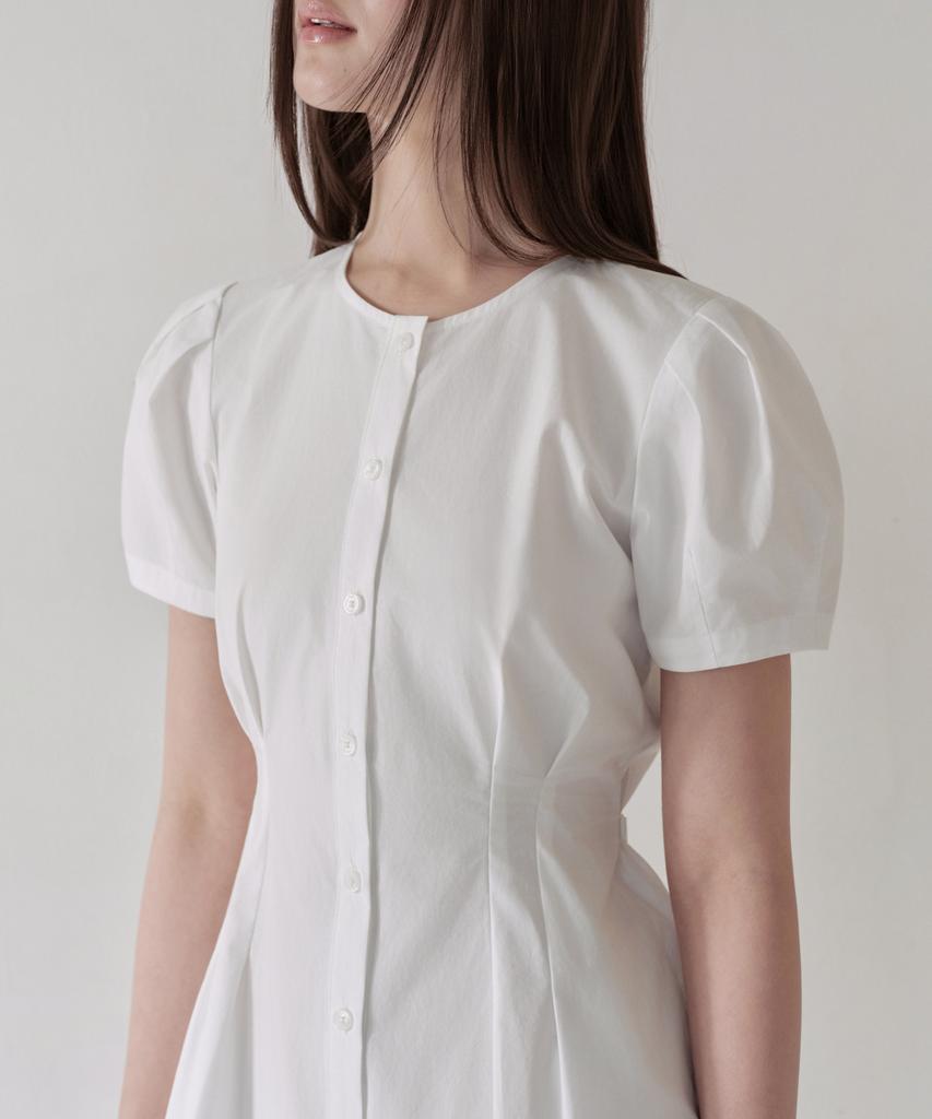 MUSINSA STANDARD WOMAN Женское длинное платье из поплина с пышными рукавами [Белый]