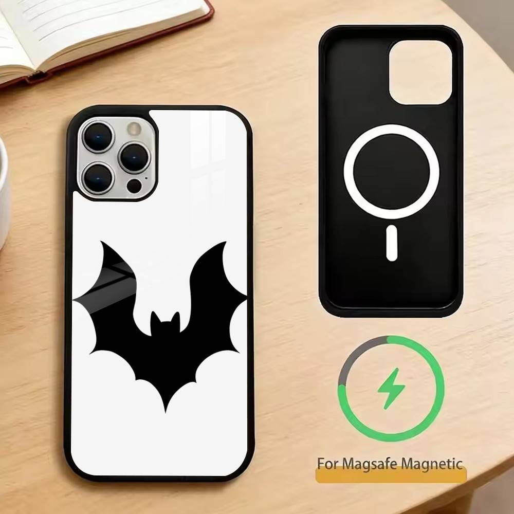 Летучая мышь Паук Узор Матовая текстура Чехол для телефона Для iPhone17,16,15,14,13,12,11 Plus,Pro Магнитный с Magsafe Беспроводная зарядка