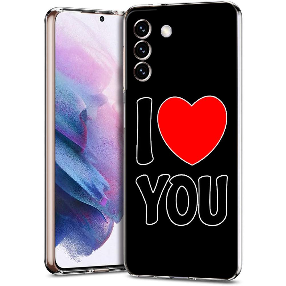 Чехол для телефона Samsung Galaxy S24 Ultra S23 FE S22 S20 S21 5G S10 S9 Plus S10E S8 Прозрачный Я люблю тебя Розовое Сердце