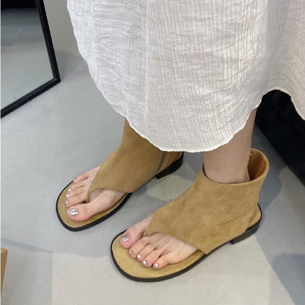 Роскошные сандалии из натуральной кожи, короткие шлепанцы на плоской подошве, женские уличные сандалии, женские классные ботинки на плоской подошве с открытым носком